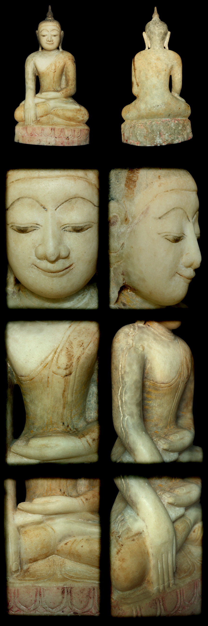 Extremely Rare 18C Alabaster Sitting Ava Buddha #NO.002.1